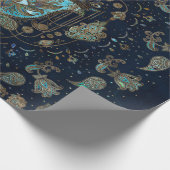 Papier Cadeau Main de Hamsa - Main de Fatima Blue Gemstones (Coin)