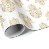 Papier Cadeau Main de tournesol or Hamsa (Coin rond)