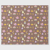 Papier Cadeau Main lunaire illustrée Motif d'automne (Plat)