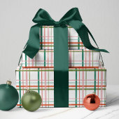 Papier Cadeau Main moderne dessinée rose, rouge, vert plaid