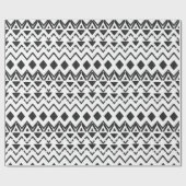 Papier Cadeau Main moderne noire et blanche dessinée Tribal Azte (Plat)