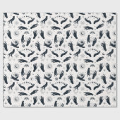Papier Cadeau Main mystique de la Lune de Boho noir blanc (Plat)