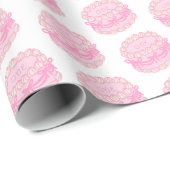 Papier Cadeau Main rose dessinée gâteau d'anniversaire année mod (Coin rond)