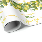 Papier Cadeau Main Squeeze Lemon Thème Mariage Fête des mariées (Coin rond)