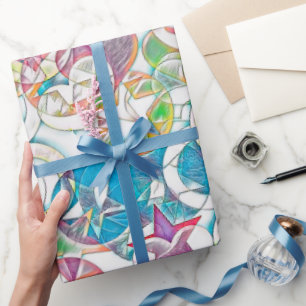 Papier Cadeau Main Tirée Par EDDArt - Étoiles Et Coeurs 1
