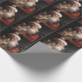 Papier Cadeau Maine Coon avec Noël Festif du Père Noël (Coin)