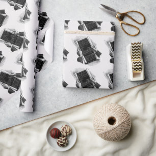 Papier Cadeau Mains avec plans architecturaux bleus, entreprise 