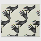 Papier Cadeau Mains Noires Avec Ongles Peintes (Plat)