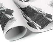 Papier Cadeau Mains w Architectural Blueprints, Vintage Business (Coin rond)