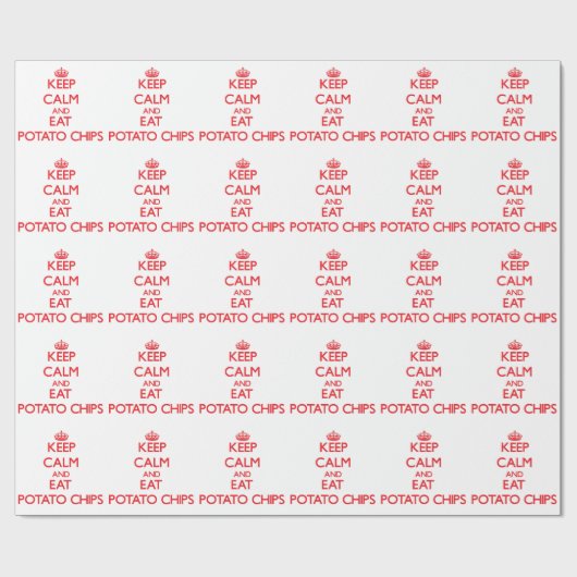 Papier Cadeau Maintenez calme et mangez les pommes chips (Plat)