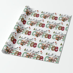 Papier Cadeau Mais d'abord Café Joyeux Noël