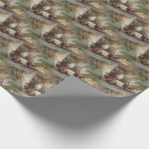 Papier Cadeau Maïs indien dans un panier en osier motif nature