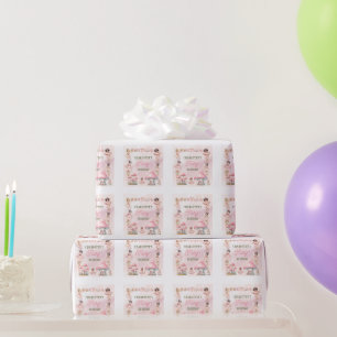 Papier Cadeau Maison Champignon Fée Rose Anniversaire