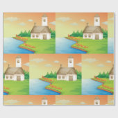 Papier Cadeau Maison de campagne au bord du lac (Plat)