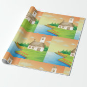 Papier Cadeau Maison de campagne au bord du lac (Déroulé)