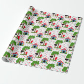 Papier Cadeau Maison de chien os rouges bleus verts (Déroulé)