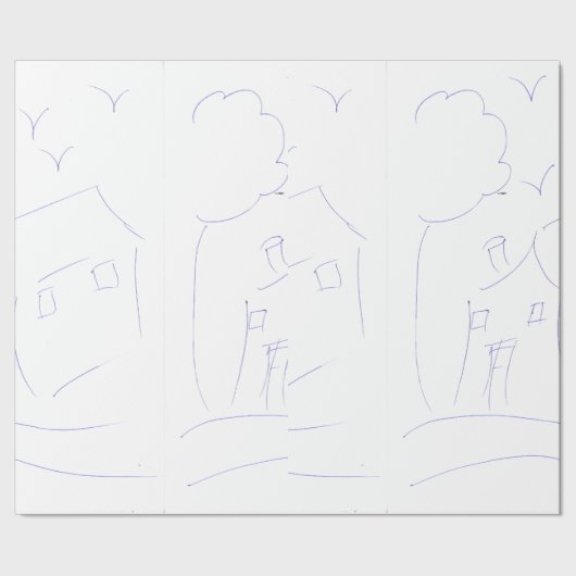 PAPIER CADEAU MAISON DE DESSIN À MAIN (Couture)