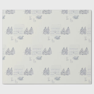 Papier Cadeau Maison de Noël confortable de Nouvelle-Angleterre