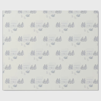 Papier Cadeau Maison de Noël cosy de Nouvelle-Angleterre (petite