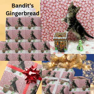 Papier Cadeau Maison de pain d'épice de Bandit - Noël de chat