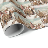 Papier Cadeau Maison de pain d'épices de Noël (Coin rond)