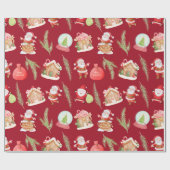 Papier Cadeau Maison de pain d'épices Red Père Noël (Plat)