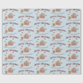 Papier Cadeau Maison en pain d'épice bleu Noël (Plat)