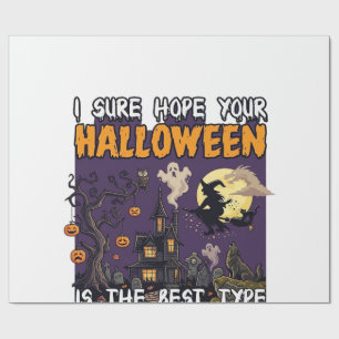Papier Cadeau Maison hantée de terreur d'Halloween Sorcière Fant