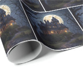 Papier Cadeau Maison hantée d'Halloween (Coin rond)