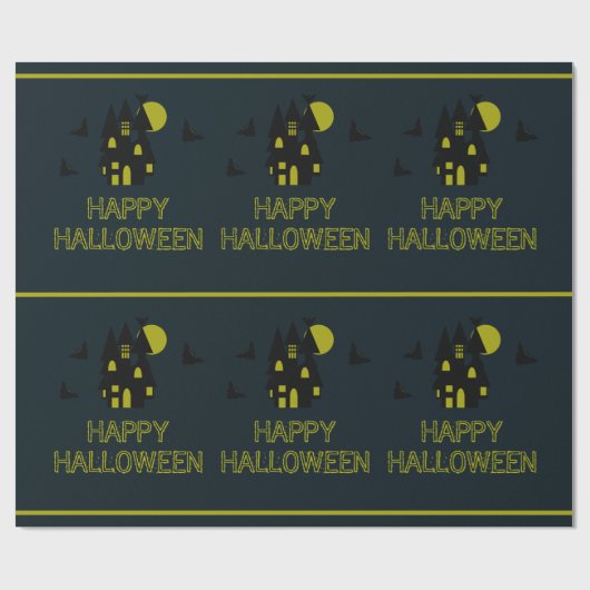 Papier Cadeau Maison hantée, Joyeux Halloween (Plat)