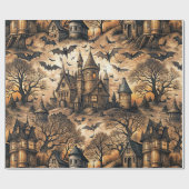Papier Cadeau Maison Hantée Vintage (Plat)