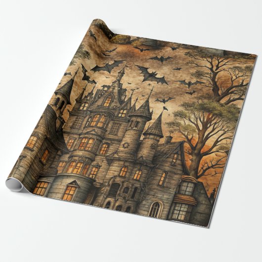 Papier Cadeau Maison Hantée Vintage (2) (Déroulé)