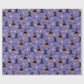 Papier Cadeau Maison Hantée Violet Épouvantable Halloween (Plat)
