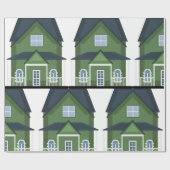 Papier Cadeau Maison verte (Plat)