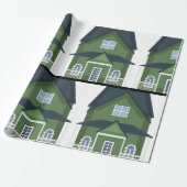Papier Cadeau Maison verte (Déroulé)