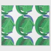 Papier Cadeau Maison Verte Et Flèches (Plat)