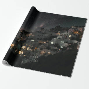 PAPIER CADEAU MAISONS BLANCHES ET NOIRES PRÈS DU CORPS D'EAU PEN