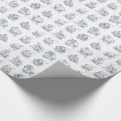 Papier Cadeau Maisons bleues et blanches Motif illustré (Coin)