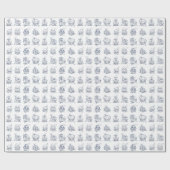 Papier Cadeau Maisons bleues et blanches Motif illustré (Plat)