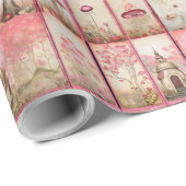 Papier Cadeau Maisons champignons roses (Coin rond)