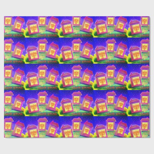 Papier Cadeau Maisons Chanoukah (Plat)