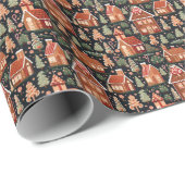 Papier Cadeau Maisons classiques en pain d'épice de Noël - Festi (Coin rond)