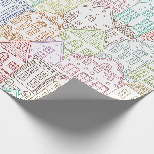 Papier Cadeau Maisons colorées motif d'art (Coin)