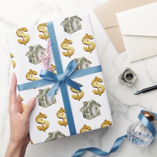 Papier Cadeau Maisons d'argent et panneaux de dollars (Cadeaux)
