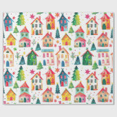 Papier Cadeau Maisons de Noël (Plat)