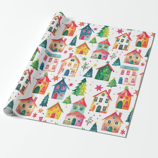 Papier Cadeau Maisons de Noël (Déroulé)