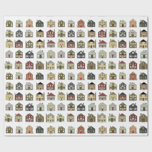 Papier Cadeau Maisons de Noël (Plat)