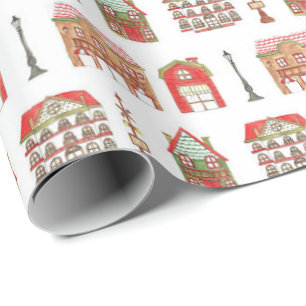 Papier Cadeau Maisons de Noël Maisons Papiers à envelopper