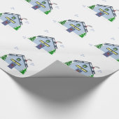 Papier Cadeau Maisons de vacances avec flocons de neige (Coin)