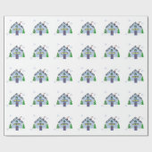 Papier Cadeau Maisons de vacances avec flocons de neige (Plat)